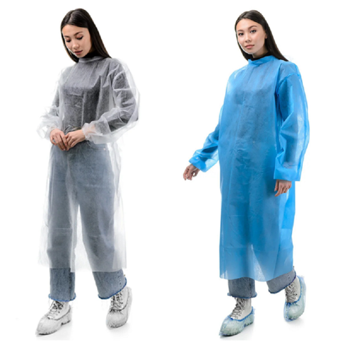 Халат медичний н/с L (50-52), лам. спанбонд, щ.45, трикотажні манжети